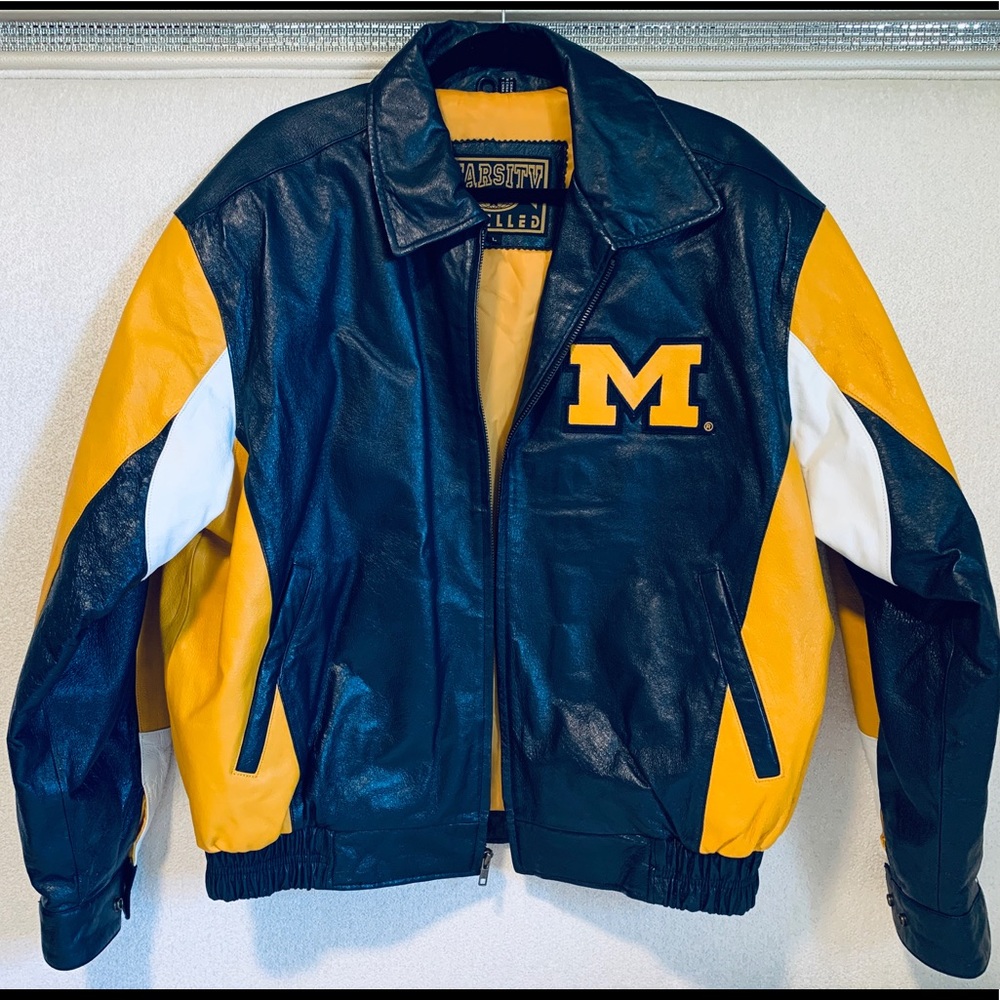 Varsity Michigan Wolverines Leather Jacket Size L